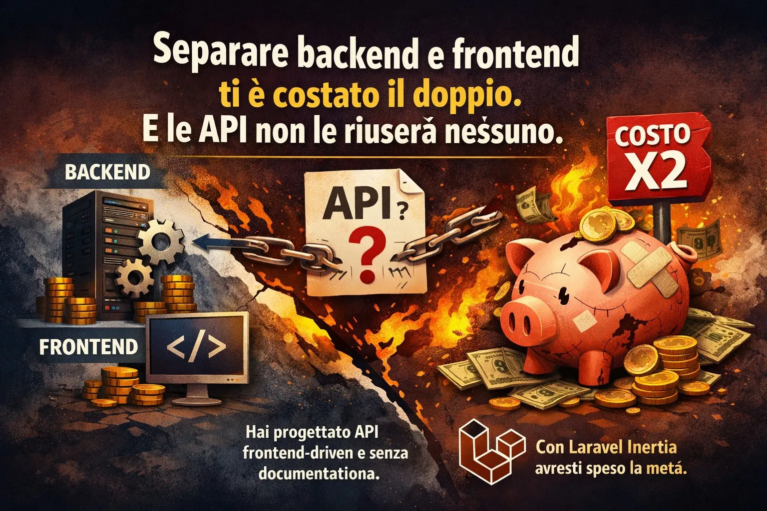 Separare backend e frontend ti è costato il doppio. E le API non le riuserà nessuno.